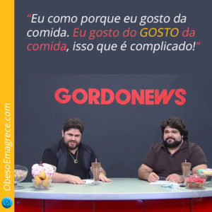 eu gosto de comer por prazer - foto César Menotti e Fabiano apresentando o jornal "Gordo News" em uma paródia do Programa do Porchat